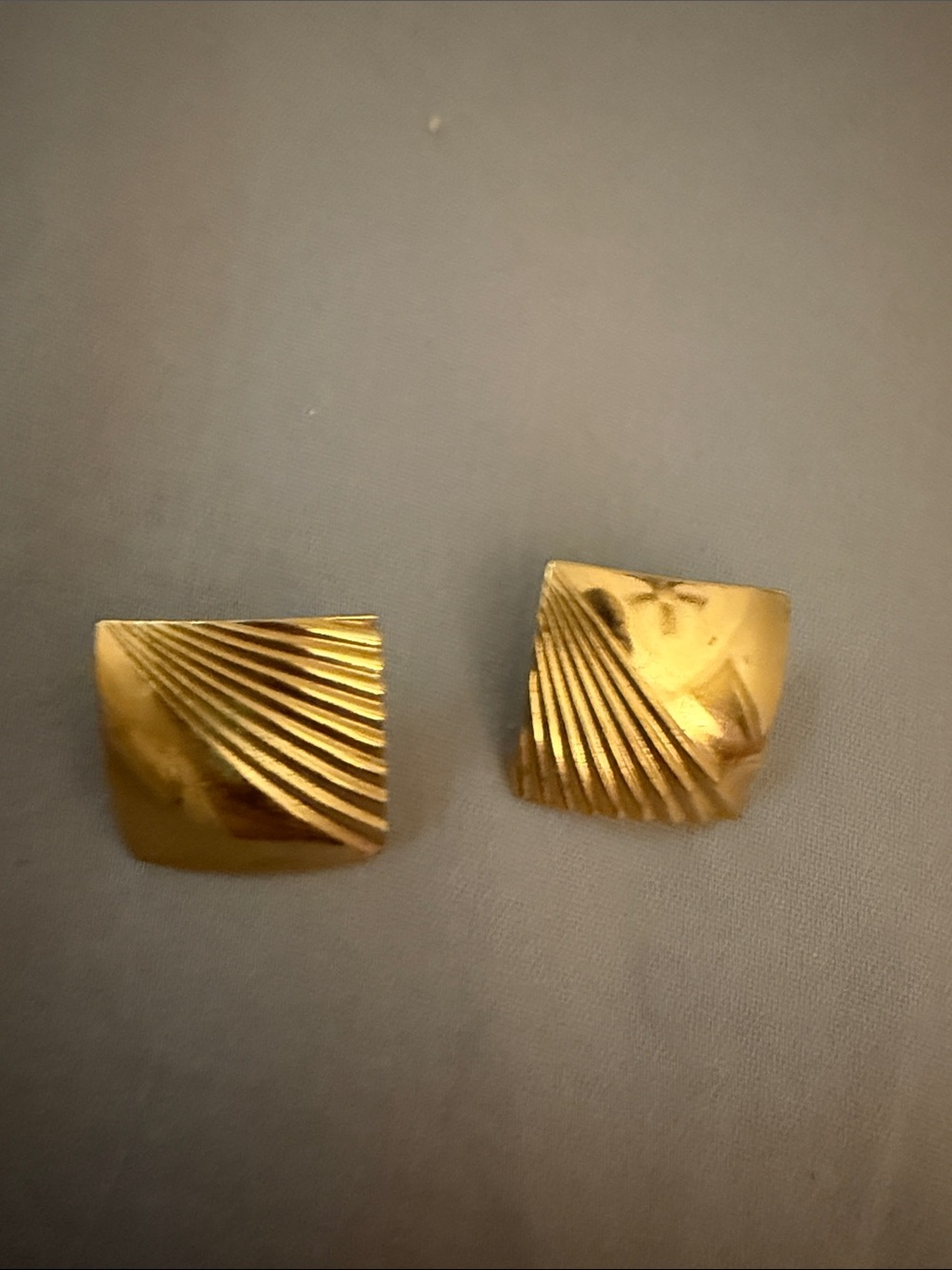 Vintage Gold-Tone Textured Square Earrings